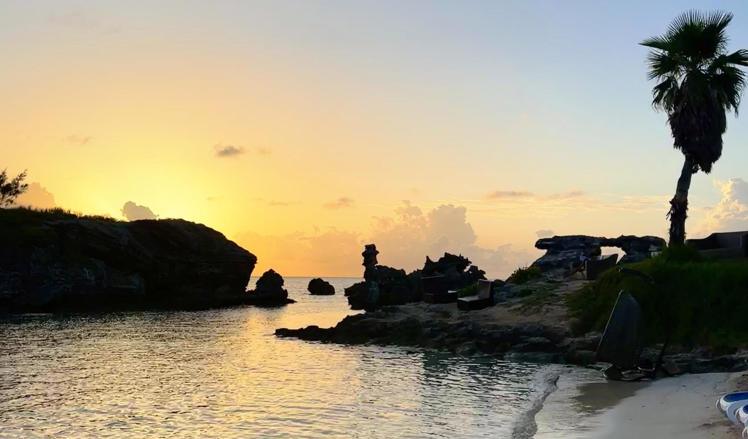 Image of Tobacco Bay Beach at sunset.